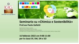 Seminario su chimica e sostenibilità tenuto da Paola Galletti (dipartimento di chimica dell’università di Bologna) [febbraio 2022]